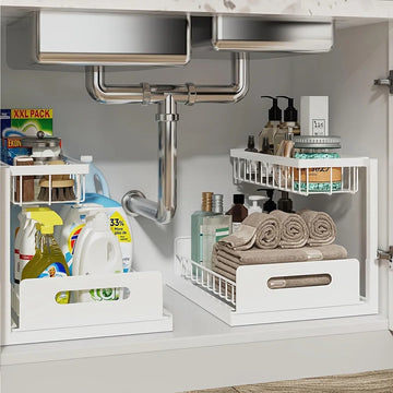 2-Tier Sliding Under-Sink Cabinet Organizer